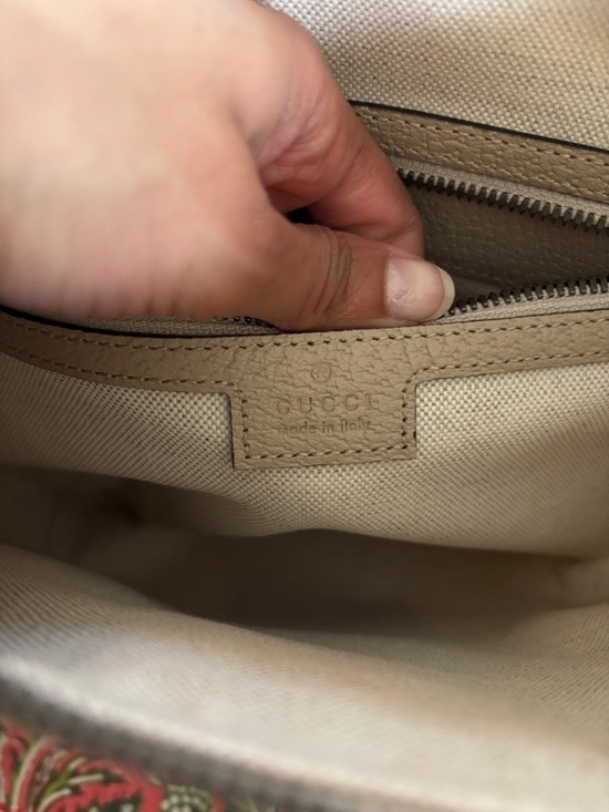 Gucci Beige GG Canvas Ophidia Half Moon  Bag with Green and Red Web - Picture 9 of 16